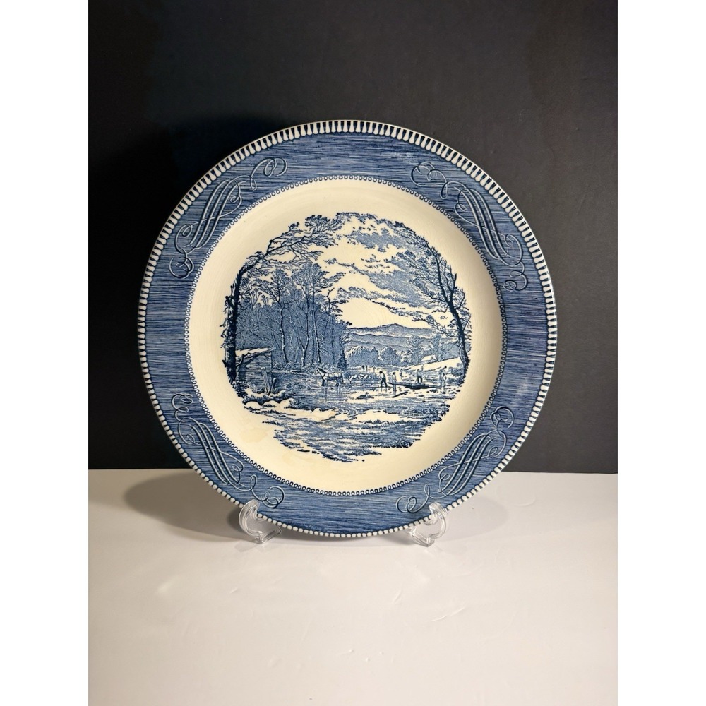 Currier & Ives 12" Serving Platter (Chop Plate) "Getting Ice" Winter Country